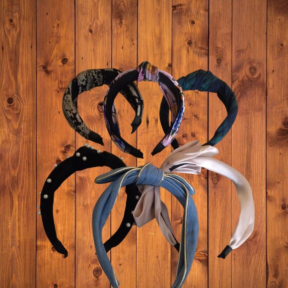 Hair Headband Lot Of 6 Beaded Knotted Soft Classic Dressy Assorted One Size - Picture 1 of 4